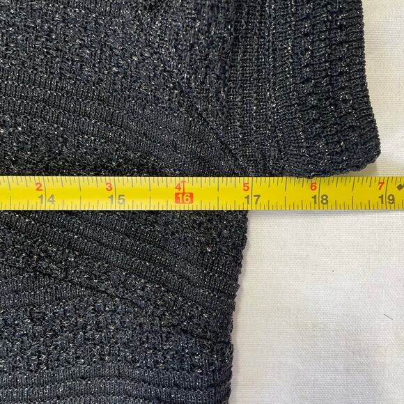 Vintage 70's Black Sparkly Stretch Knit Mod Midi Dress Size S / M Retro Shift - Picture 8 of 10